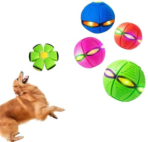 WRUIOY Bola de platillo volador para perro, juguete para mascotas, bola de platillo volador con seis luces para perros o gatos (verde)