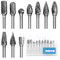 10 Pcs Double Cut Tungsten Steel Rotary Burr Set, Grinder Bits with 1/8 Shank, Carbide Rotary Tool Accessories, Tungsten Carbide Steel Drill Set for DIY Woodworking,Metal Polishing,Carving,Drilling