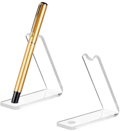 PH PandaHall 4pcs Acrylic Pen Holder,1 Slot Clear Slant Back Pen Display Rack Transparent Makeup Brush Holder Organizer Pencil Holder Paint Brush Drying Rack for Home School Office Shop