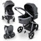 Mobiclinic® kids, Kinderwagen + babywanne, 2 in 1, Nuit, Ultrakompakt, 5-punkt-gurtsystem, 22 kg, Einhandbedienung, Verstellbar, Verstellbare rückenlehne, Motorhaube, Korb, Fußbremse, Wendbar