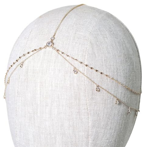 KUAIYIJU Kristall Quasten Kopfkette Brautschmuck Stirnkette Modischer Kopfschmuck Für Damen Haarschmuck Indischer Schmuck