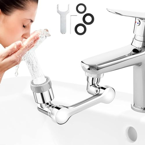 1080 Multifunktionaler Verlängerungshahn Rotierender Wasserhahn, Schwenkbarer Wasserhanhnaufsatz Faucet Extender mit Adapter für Bad und Küch