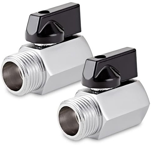 2 Stück Kugelhahn, 1/4 Zoll AG x IG Kugelventile, Ballonhahnschalter DN8 Absperrschalter Mit Griff, Außengewinde x Innengewinde Kupfer Mini Kugelhahn Absperrhahn