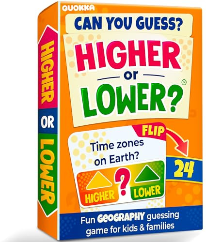 Quokka Card Games For Kids, Adults and Families - Party Family Games | Higher or Lower Family Board Games - Geography Ver. 2.0 - Fun Travel Games for Adults - Challenge Quiz Cards for Family Night