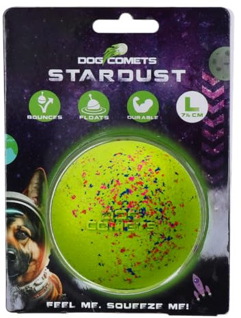 Dog Comets Stardust Ø 7,5 cm - Hundespielzeug - 100% Gummi - Hundeball Large - Tennisball - 1 Stück - Grün