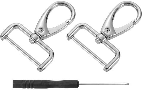 QUARKZMAN 2pz Girevole Chiusure Gancio 32mm(1-1/4) D Anello Staccabile Scatto Gancio Metallo Moschettone Artiglio Chiusura Gancio con Cacciavite per Borsa Portachiavi Creazione Argento