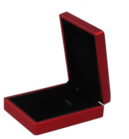 SAFIGLE Led Lichtbox Schmuck Geschenkbox Halskettenhalter Mit Beleuchtung Gummi Und Plüsch Innenfutter Aufbewahrungsbox Für Schmuck Rot