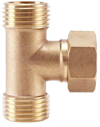 XNTONG - 1/2 Brass 3-Way Shower Diverter Valve, Male x Male x Female Tee for Shower Arm, Angle Valve, Bidet, and Sprayer Hose