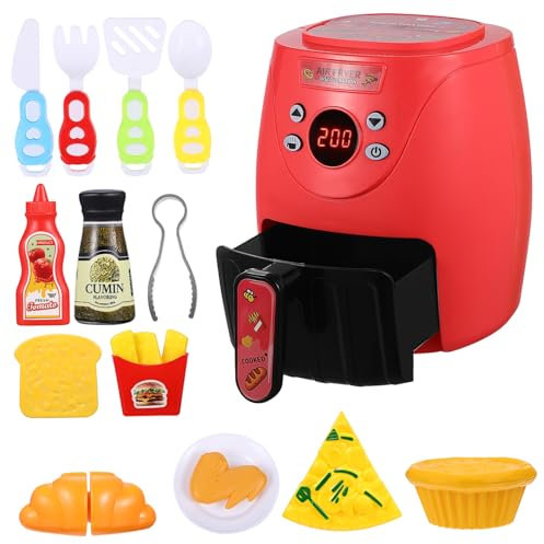 BESTonZON Friteuse à Air Chaud à Changement de Couleur avec Jouet de Cuisine Interactif, Friteuse à Air Chaud pour Enfants avec Affichage de la Température pour Enfants Jouet éducatif de Cuisine