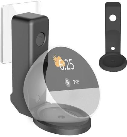 Hengrongshen Soporte de pared con enchufe compatible con Echo Spot Socket, accesorio plegable para Echo Spot Stand con gestión de cables integrada, solución de ahorro de espacio (negro)