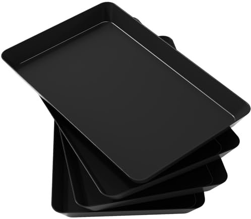 Lifewit Vassoio da Portata in Plastica, Vassoio da Portata per Feste, Vassoio Riutilizzabile senza BPA per Snack, Cibo, Biscotti, Set da 4, 36,7 x 24 cm, Nero