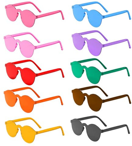 Party Sonnenbrillen – 10 Stück Herzbrillen & Hippie Brillen, Herz Sonnenbrille Set, Lustige Brillen für Karneval, Fasching, Geburtstag, Fotorequisiten für Kinder & Erwachsene