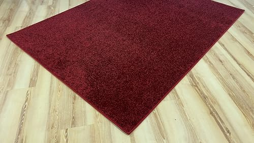 Miami Teppich rot dunkelrot Velours umkettelt - Verschiedene Größen (120 x 180 cm)