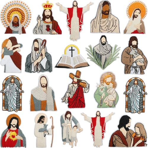 Meetlight Aufnäher zum Aufbügeln für Kleidung, Top Gun bestickt, zum Aufnähen auf Kleidung, Jeans, Jacken, Hüte, Schuhe, Rucksäcke, Applikation, DIY-Zubehör (Jesus)