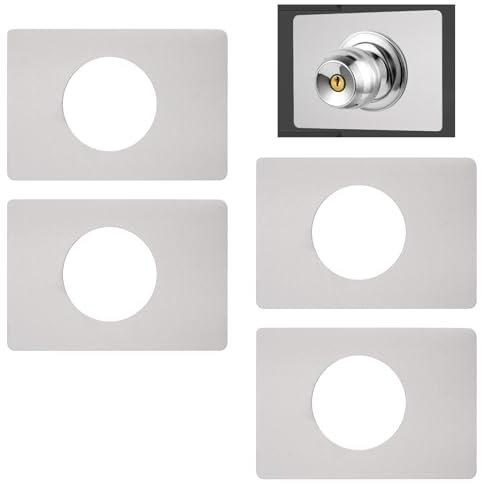 UFURMATE Door Lock Reinforcement Plate, 4Pcs Stainless Steel Door Handle Fixing Repair Kit Self-Adhesive Square Scar Plates for Fixing Door Knob (Silver, 13x9cm)