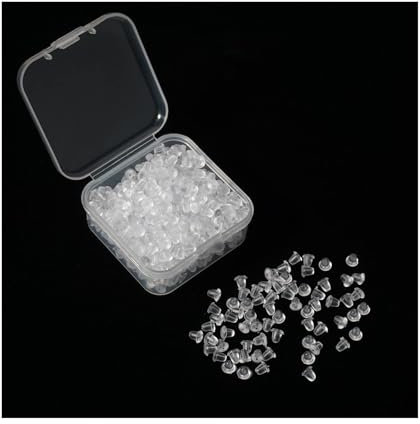 DreamAug 500pcs Earring Backs, Rubber, Clear, Soft, 4x4mm, Earring Backs Plastic Soft Clear Silicone (Comes with Storage Box)