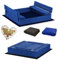 Sandkasten Imprägniert Blau 120x120 Premium Sandbox mit Abdeckung Sitzbänken Deckel Plane Sandkiste Holz Kiefer Sandkastenvlies