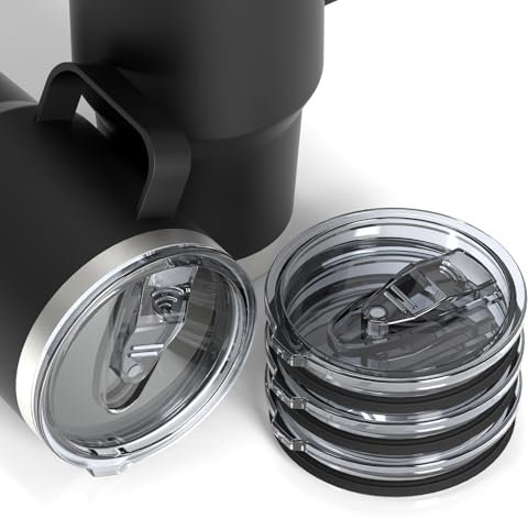 Linkidea 30oz Tumbler Lid Compatible with YETI Rambler, D·S, BJPKPK, 4 Pack Replacement Spill Proof Lids for 3.7 Cup Mouth