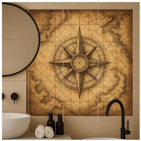 FoLIESEN Fliesenaufkleber - Fliesenbild für Bad, Küche, Badezimmer - Deko Klebefliesen selbstklebend - Wegweiser der See, Fliese - Bild (BxH):10x10 cm - 100x100 cm / 100-tlg.