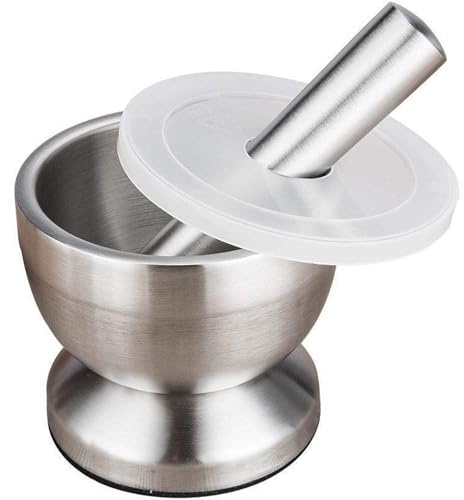 Zymoplas Edelstahl Stampfen Tasse Gewürze Stein Mörser Glas Mörser Stampfen Für 304 Stahl Stahl Beständig Küche Für Effizient, 8.6 * 8.6 cm