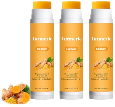 Lippenbalsam mit Kurkuma und Zitrone, feuchtigkeitsspendend und pflegend, macht trockene und rissige Lippen weich, hellt stumpfe Lippen auf, reduziert feine Linien, erhöht die Elastizität (3pcs)