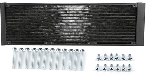 12 Tubes PC Heat Exchanger, Computer Water Cooling Tube with Fast Heat Dissipation, Red Copper Fin and Brass for CPU Cooling System, Compatible with PC Water Cooler Setup (360mm)