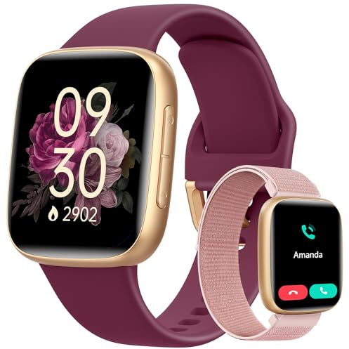 Smartwatch Damen Herren, 1.85” AMOLED Fitnessuhr für iPhone/Android, 10 Tage Akku, Smart Watch mit Telefonfunktion/Whatsapp, Gesundheitsmonitoring, Schlaftracker, 120 Trainingsmodi, 3ATM Wasserdicht