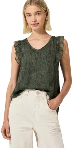 Street One Studio Damen V-Neck Top aus Chiffon mit Volants