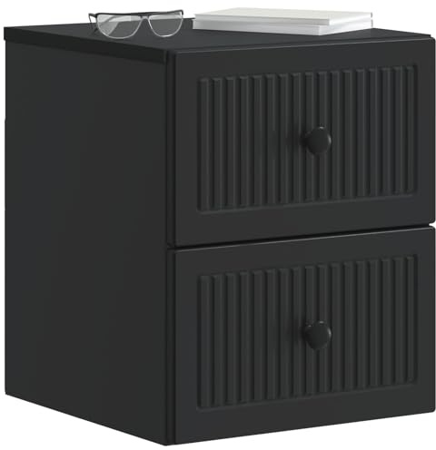 vidaXL Wandmontierter Nachttisch Schwarz 33 x 34,5 x 40 cm, Retro Wohnzimmer Stauraum, rechteckige Wandmöbel, platzsparende Schränke, Coole Deko-Organizer