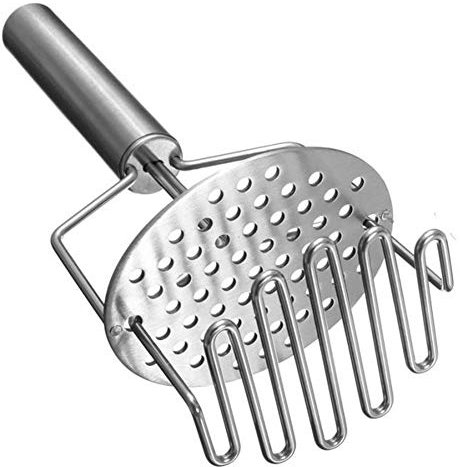 Valink Acero Inoxidable Pasapurés Prensapatatas, Comida Prensatelas Triturador Picador Utensilios de Cocina - Plata, 24.5 (H) CM