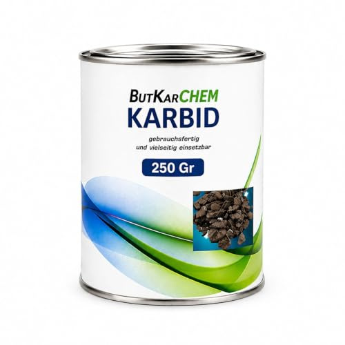 1 x 250 Gramm Karbid feste Steine von ButKarCHEM | nur 3% Staubanteil lang anhaltendes Gas, 7-15 mm Körnung