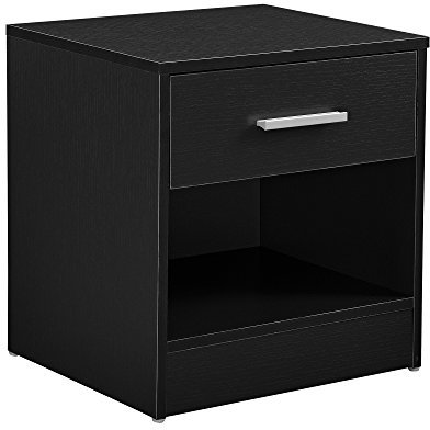 [en.casa] Eleganter Nachttisch mit Schublade und Ablagefach Nachtschrank Schwarz Schubladentisch Nachtkommode