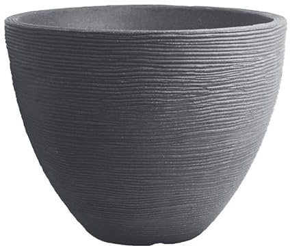 Kölle Pflanzgefäß Lara grau, Rillenoptik, Ø 40 cm, Höhe 31 cm, Füllvol. 26 l