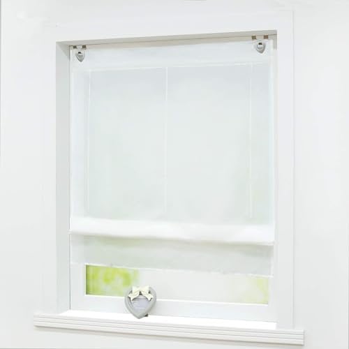 Joyswahl Voile Raffrollo mit Hakenaufhängung, ohne Bohren »Hanna« Schals Fenster Unifarbige Vorhänge BxH 45x150cm Weiß 1er Pack
