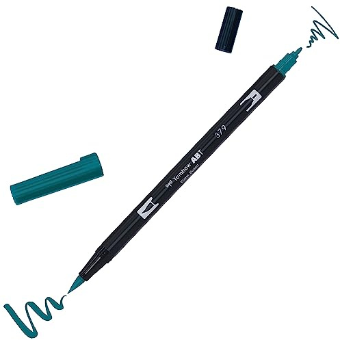 Tombow | ABT Dual Brush | Watercolour Brush Dual Tip Marker | For Lettering, Drawing, Painting, Manga | Home & Professional Use | Jade Green