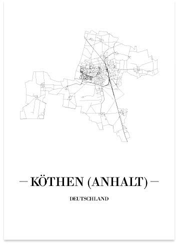JUNIWORDS Stadtposter - Wähle Deine Stadt - Köthen (Anhalt) - 30 x 40 cm Poster - Schrift A - Weiß