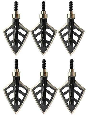 AMEYXGS 6pcs Tir à l'arc Pointes de Flèches 125 Grain Broadheads Flèche Pointes pour La Chasse