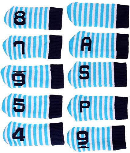 Golf Club Iron Head Covers Set Knit Sock Sleeve Headcover for Titleist Callaway Taylormade 10pcs (Light Blue)