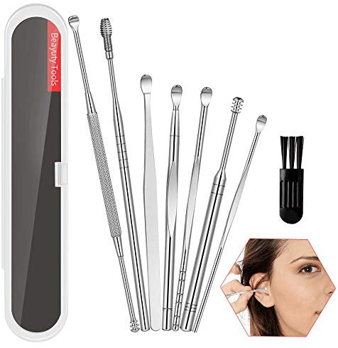 Limpiador de Oídos 8 Piezas, Kit de Eliminación de Cera de Oídos Ear Wax Cleaner Limpador Cera Oidos Juego de herramientas de Oreja, Seguro y Suave Limpieza para oídos Bebés, Jóvenes y Adultos