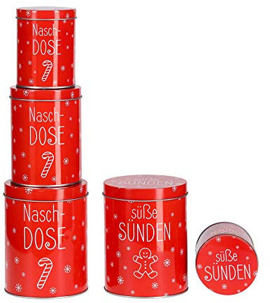 Spetebo Gebäckdose Weihnachten - 2X 3er Set - Keks Plätzchen Dose Vorratsdose mit Deckel rund