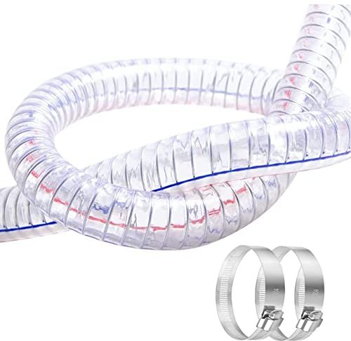 QuQuyi 5.1 cm IDx6.4 cm Außendurchmesser, 9.5 m Länge, Stahldrahtschlauch, PVC-Vakuumschlauch, Ablaufschlauch, Vinyl-Saugschlauch, flexibler Schlauch, UV-beständig, Vinyl-Schlauchleitung