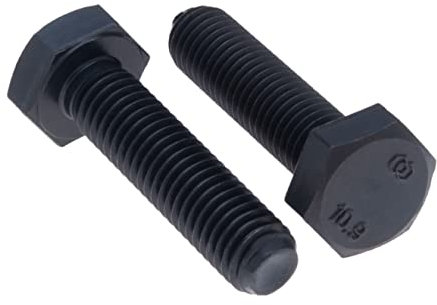 M12x60 Sechskantschrauben, schwarz Hochfester Stahl metrische Kopfschrauben geeignet für Metall, Bauarbeiten, Automobil, Maschinen, Heimwerker, Klasse 10.9 DIN933 12mm x 60mm (5 Stück)