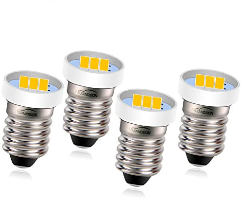 Ruiandsion E10 LED Taschenlampen Glühbirnen 6V Miniatur Schrauben Glühbirnen Upgrade für Scheinwerfer Taschenlampen Arbeit Lichter, warm weiß (4er Pack)