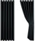 Aspire Homeware Blackout Curtains for Bedroom - Black Eyelet Curtains & Drapes 66x90 inch Drop - Window Treatments Super Soft Pair of Thermal Black Out Curtain for Living Room + 2 Tiebacks