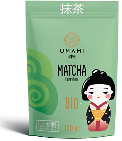 Umami Bio-Matcha-Grüntee-Pulver – kulinarische Qualität, angebaut in Uji, Kyoto (Japan), aus biologischem Anbau. Hervorragend zum Trinken oder für die Zubereitung in der Küche 100gr…