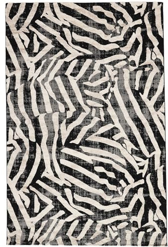 RugVista Nalori, Teppich, Moderne Teppiche, 300 x 200 cm, Rechteckig, Niedriger Stapel, Wohnzimmer, Esszimmer, Schlafzimmer, Nur chemische Reinigung, Oeko_tex_100, Schwarz/Beige