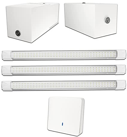 Illuminazione LED potente senza fili con batteria ricaricabile per Garage, Box sotterraneo, Cantina senza elettricità - Luce autonoma 3300 lm, Facile da installare e Senza lavori, Autonomia 4h30