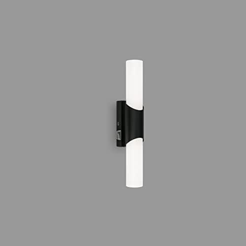 BRILONER Leuchten - LED Spiegelleuchte mit Schalter, Spiegellampe Badezimmer, IP44, neutralweiße Lichtfarbe, 6, 5W, Schwarz, 32 cm, 2111-015, Länge 32cm