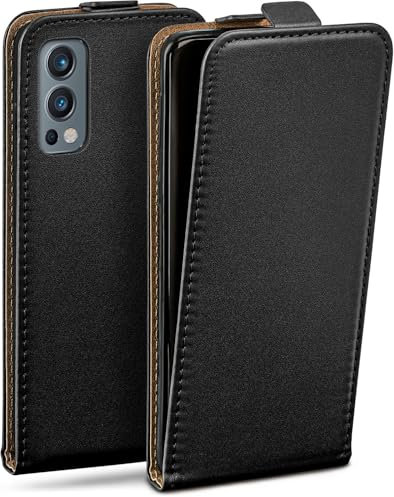 moex Flip Case für OnePlus Nord 2 5G Hülle klappbar mit 360 Grad Schutz, Handyhülle mit Displayschutz, PU Leder Handytasche Lederhülle, Flip Case Cover Klapphülle, Schwarz