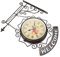 DOITOOL Bahnhofsuhr Doppelseitig 1 Home Vintage Schmiedearbeiten Wand Station Batterie Loft Tickende Halterung Retro Angetrieben Doppelseitig Eisen Küche Doppelanhänger Eisenbahn Zeichen Dekorativ